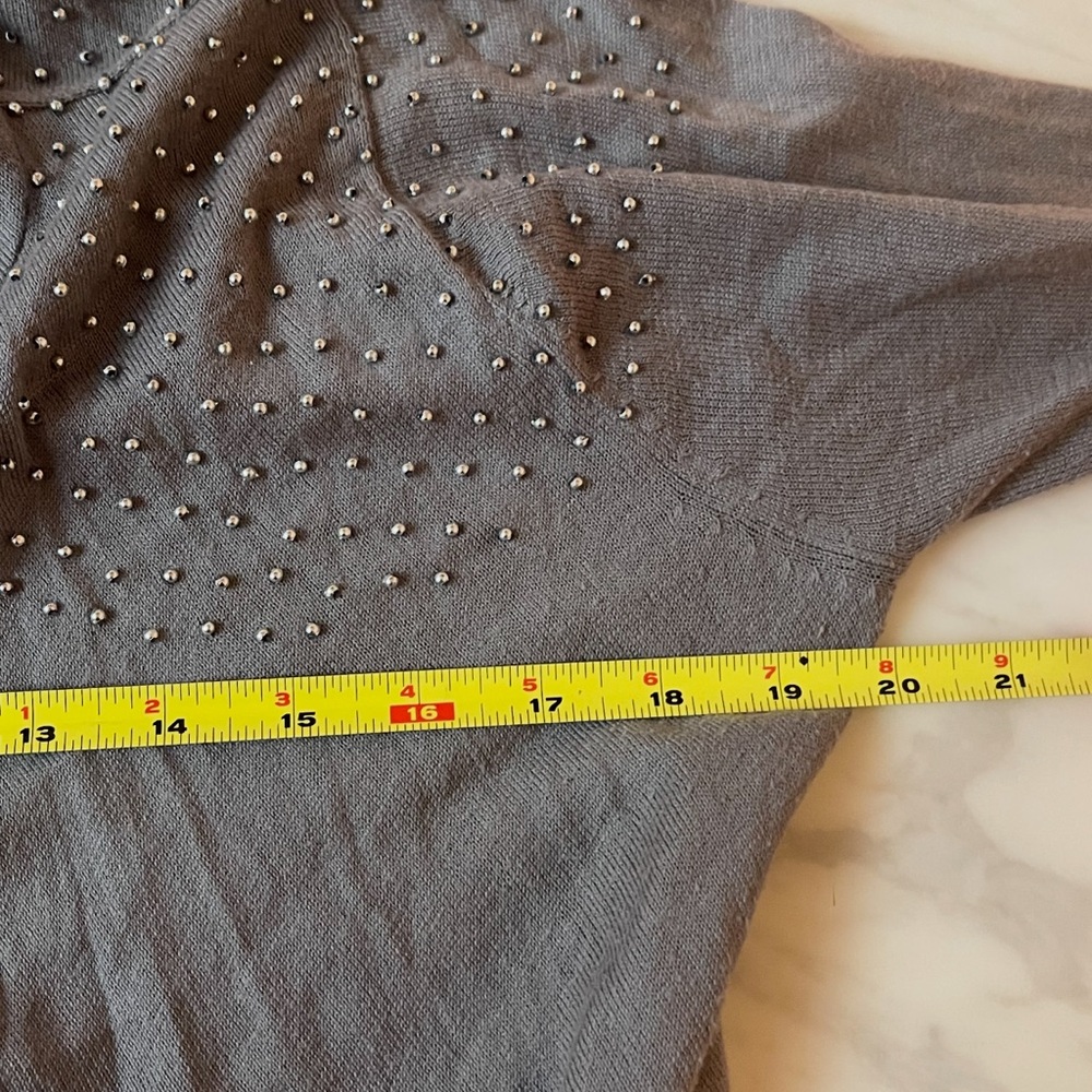 Cullen Studded Hooded Open Front Cardigan Olive Gray Size Small Pockets - Picture 12 of 12